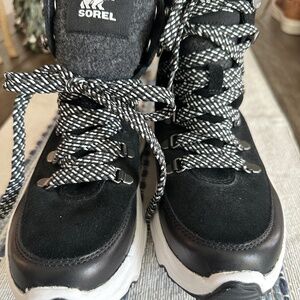 Sorel Black and White Lace Up Boots